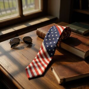 American Flag Tie American Traditions Tie Wavy Flag Tie Red White Blue Tie